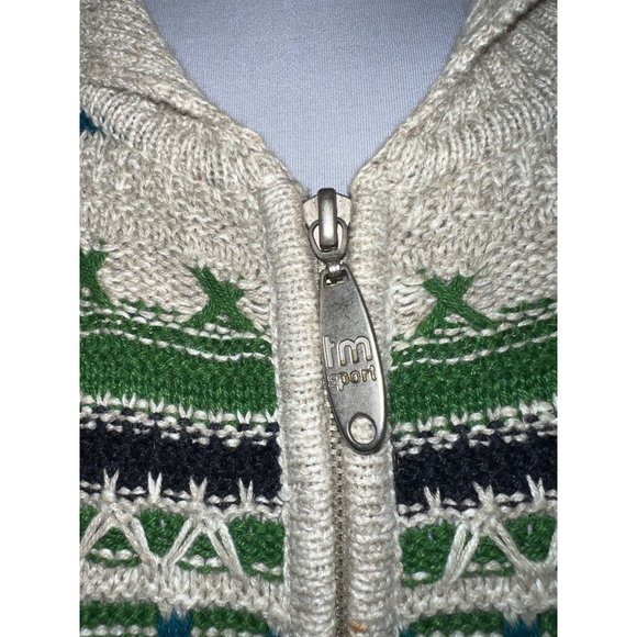 Vintage TM Sport by That's Me! Zip up Blue Green Beige Knit Cardigan Size Small - Picture 2 of 9
